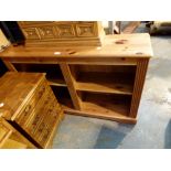 Pine low bookcase,