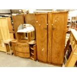 Walnut three piece bedroom suite with stool