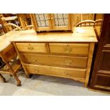 Light oak two short over two long chest of drawers, L: 107 cm,