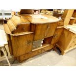 Walnut sideboard and drinks cabinet with upper and lower drawers,