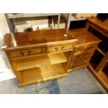 Yew side table and stereo cabinet