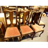 Seven Queen Anne style dining chairs with cabriole legs