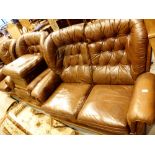 Brown leather World of Leather four piece suite, 2 seater settee,