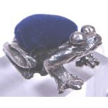 Silver frog pin cushion