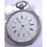 Hallmarked silver pocket watch, chronograph, Chester 1901, open face, key wind,