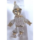 9ct gold sapphire and diamond articulated clown pendant