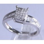 14 ct white gold diamond ring,