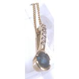 9ct gold fancy sapphire and diamond pendant on 9ct gold chain