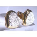 18 ct yellow gold diamond heart earrings