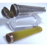 Amber and silver cheroot holder in hallmarked silver case