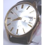 Seiko automatic wristwatch with date on leather strap