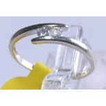 9ct white gold 2 stone diamond ring,