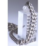 Hallmarked silver Albert chain, each link stamped, L: 30 cm,