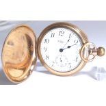 Waltham full hunter gold plated pocket watch