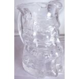Whitefriars 1970 glass Toby Jug, Barnaby in flint (clear) 1 pint capacity,