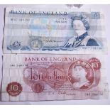 Somerset £5 note and Fforde 10 shilling note