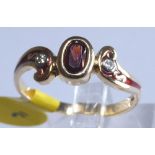 14ct gold garnet and diamond ring,