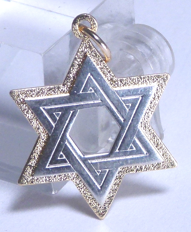 9 ct yellow and white gold Star of David