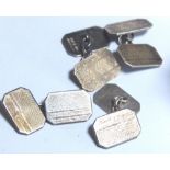 Two pairs of 9ct gold on silver cufflinks