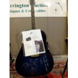 Bob Geldof signed guitar with COA and photograph of the signing