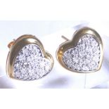 18 ct yellow gold diamond heart earrings