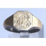 9ct gold on silver signet ring