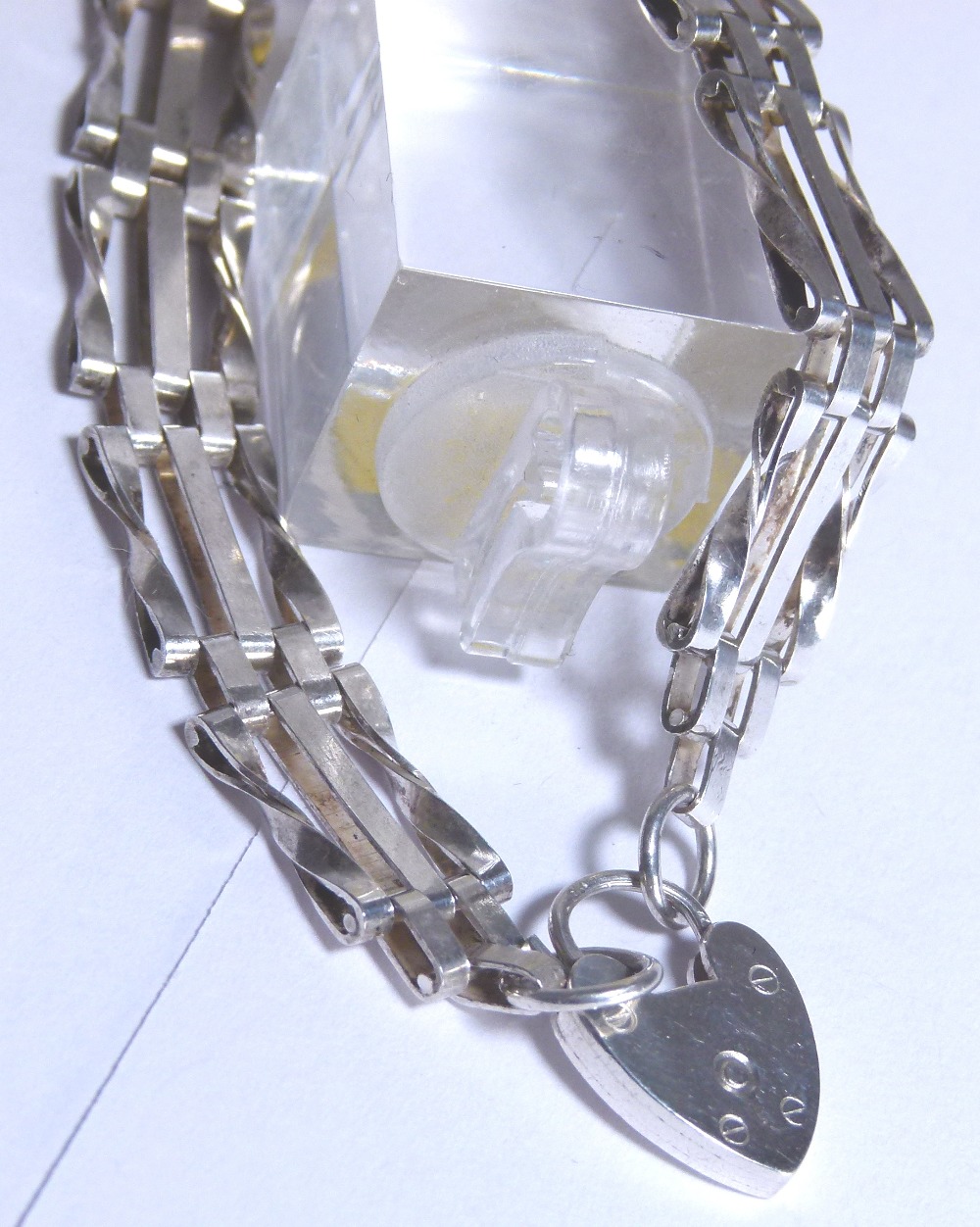 Sterling silver vintage gate bracelet by Charles Horner,