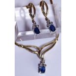 9 ct yellow gold Italian sapphire and diamond set necklace and earring set,