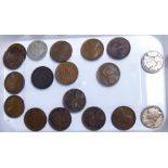 American coins including 1882 and 1902 cents and a 1869 dime