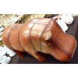 Leather Hippo footstool,