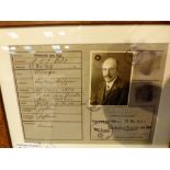 Framed German WWII ID pass