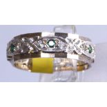 9ct gold vintage green and white stone full eternity ring,