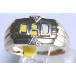 9ct yellow and white gold diamond set Dad ring,