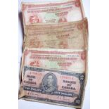 Banknotes including Canada 1937 2 dollars and Ugandan examples