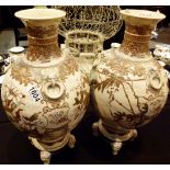 Japanese Satsuma Meiji period pair of vases, decorated with Samurai,