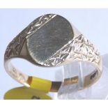 9ct gold gents signet ring,