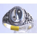 Sterling silver Yin and Yang ring,