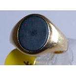 18ct gold vintage 1963 gents bloodstone ring,