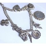 Silver charm bracelet with 12 charms