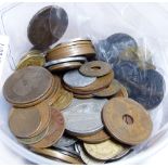 Box of mixed foreign coins including medals