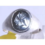 Sterling silver vintage 1977 haematite ring,