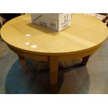 Oak veneer circular extending table