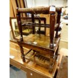 Two antique stools and a pine box