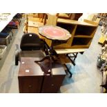 Collection of mixed furniture including drinks cupboard,