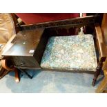 Original chippy telephone seat with memory slide and upholstered seat,