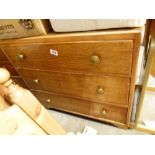 Vintage oak three long chest of drawers