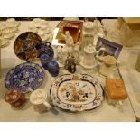 Quantity of decorative plates, teapots, jugs, figures and pots etc including Sadler,