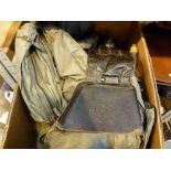 Box of military webbing items,