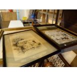 Four framed vintage prints including Spy example