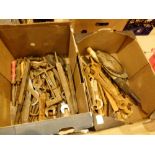 Three boxes of assorted spanners,